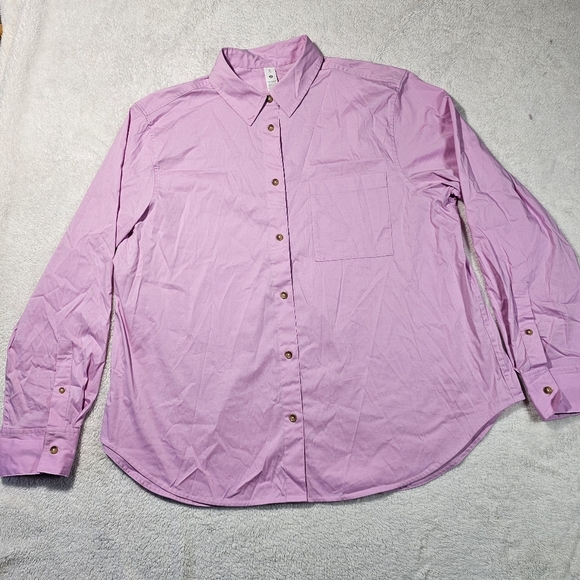 lululemon athletica Tops - Lululemon Relaxed-Fit Poplin Button Down Shirt vitapink VITP size XL
